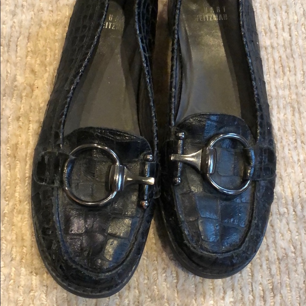 Black leather Stuart Weitzman loafers